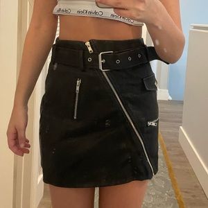 i am gia black leather skirt zip up